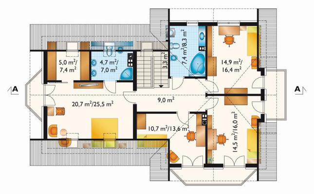 Rzut poddasza POW. 106,5 m²