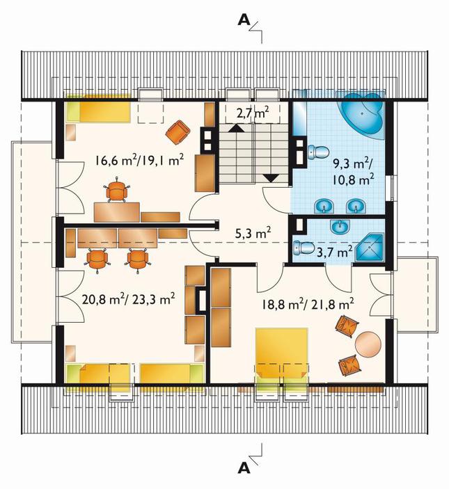 Rzut poddasza POW. 86,7 m²
