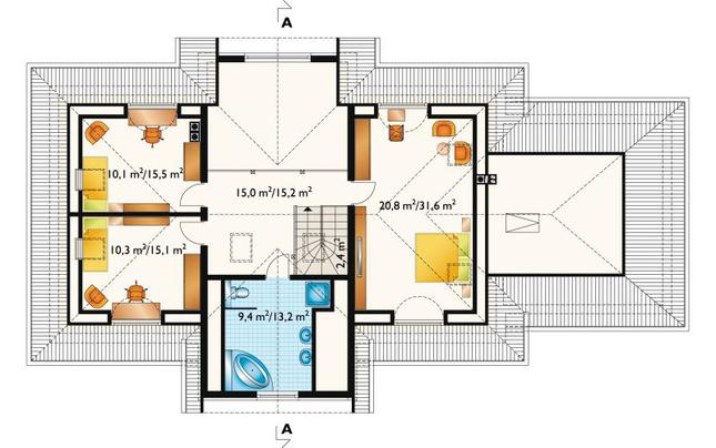 Rzut poddasza POW. 93,0 m²