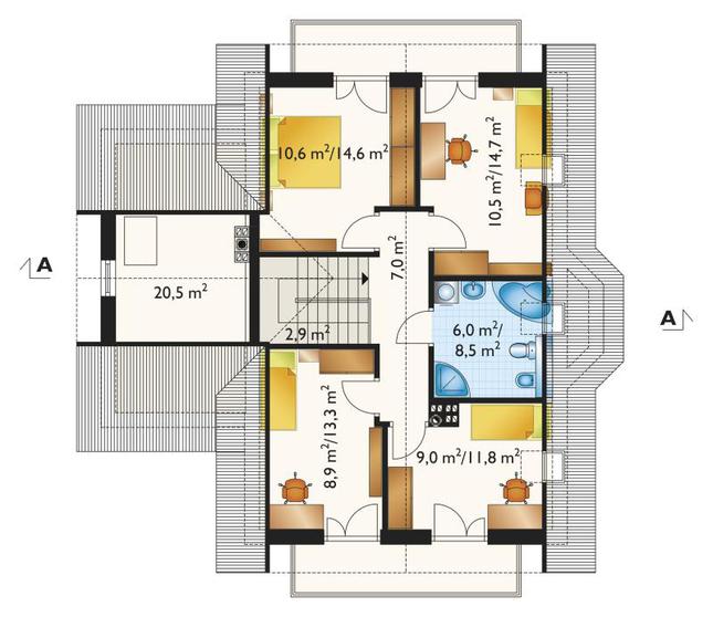 Rzut poddasza POW. 72,8 m²