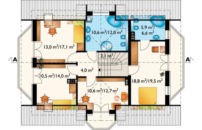 Rzut poddasza POW. 89,0 m²