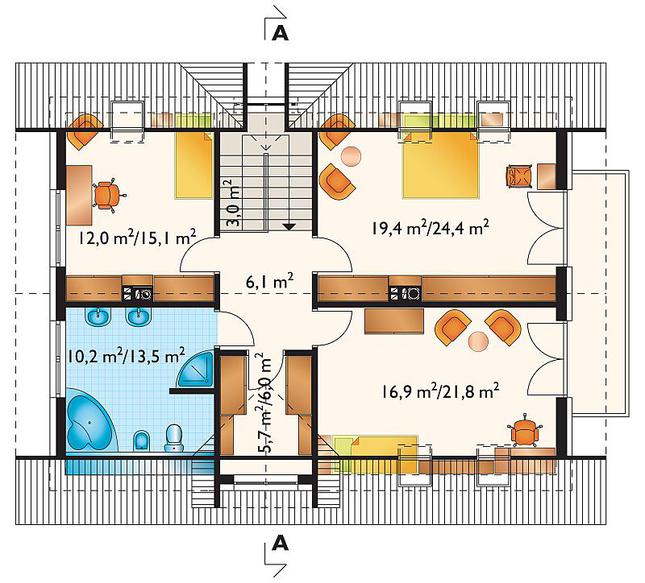 Rzut poddasza POW. 89,9 m²
