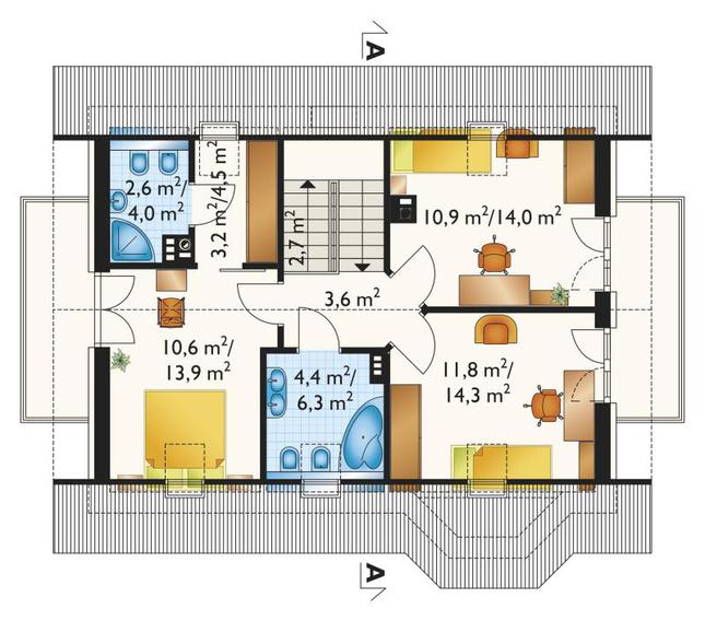 Rzut poddasza POW. 63,3 m²