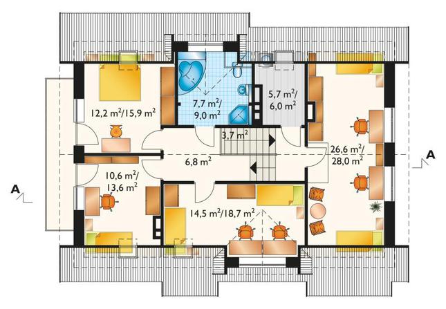 Rzut poddasza POW. 101,7 m²