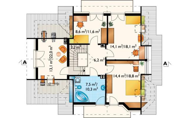 Rzut poddasza POW. 89,3 m²