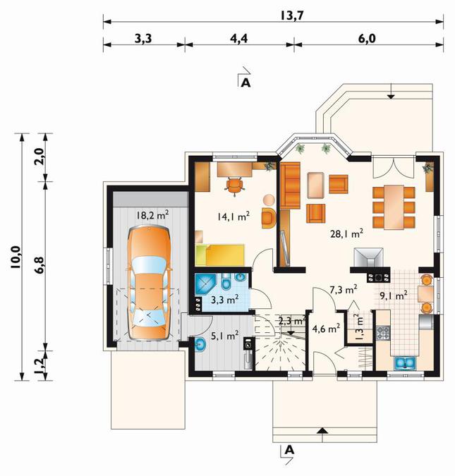 Rzut parteru POW. 94,7 m²