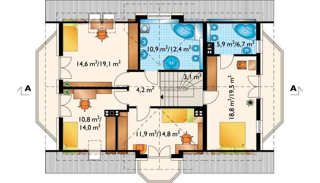 Rzut poddasza POW. 93,8 m²