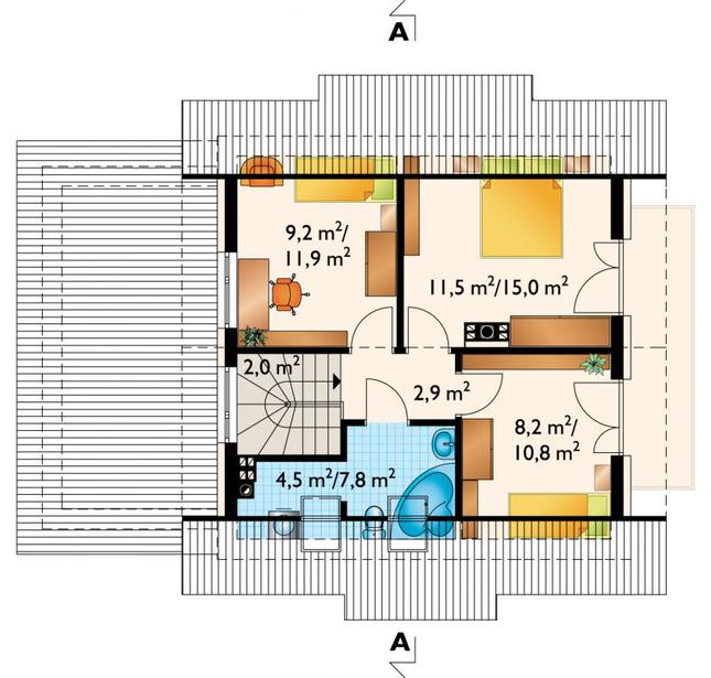 Rzut poddasza POW. 50,4 m²