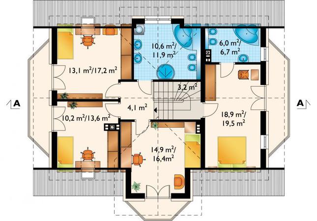 Rzut poddasza POW. 92,4 m²