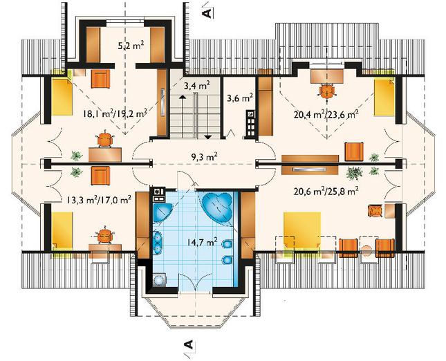 Rzut poddasza POW. 120,8 m²