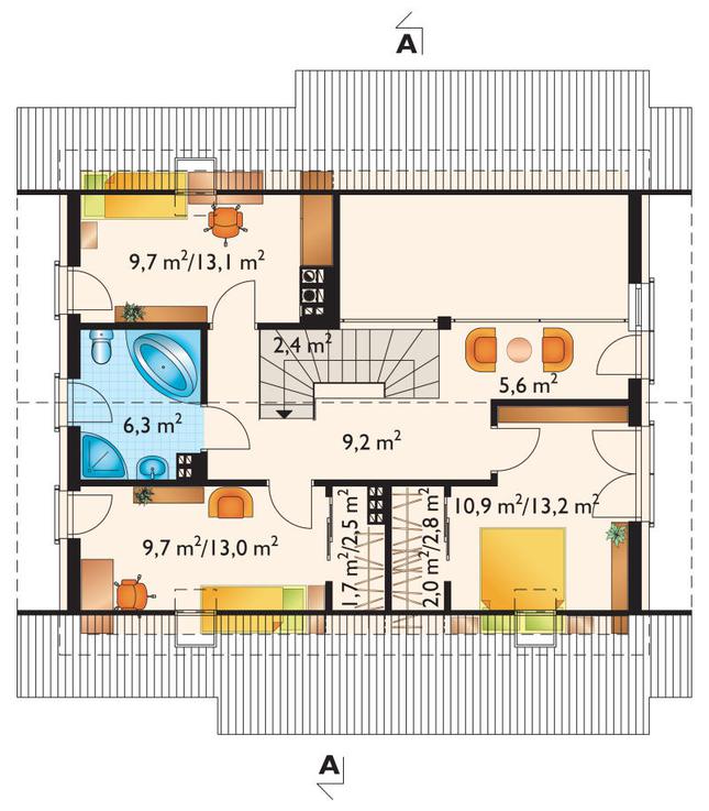 Rzut poddasza POW. 68,0 m²