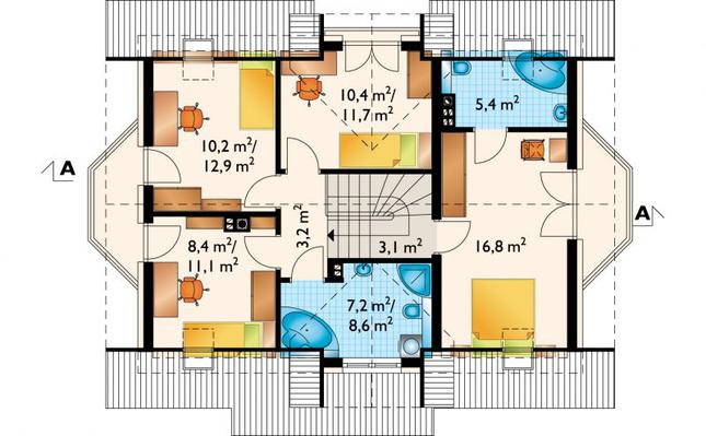 Rzut poddasza POW. 74,3 m²