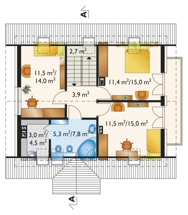 Rzut poddasza POW. 62,9 m²