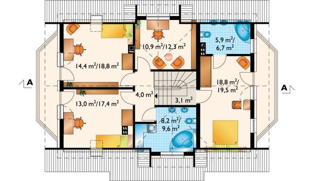 Rzut poddasza POW. 91,4 m²