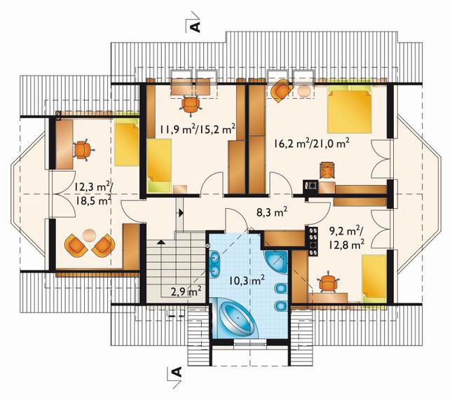 Rzut poddasza POW. 89,0 m²