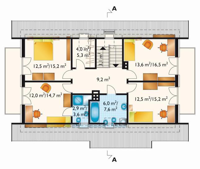 Rzut poddasza POW. 90,4 m²