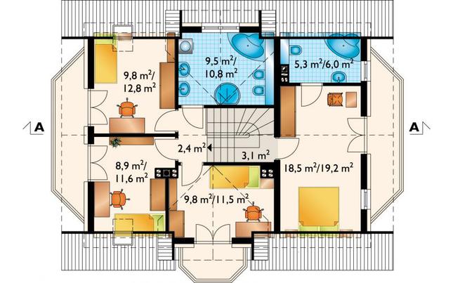 Rzut poddasza POW. 77,4 m²
