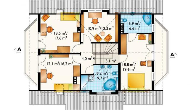 Rzut poddasza POW. 89,1 m²