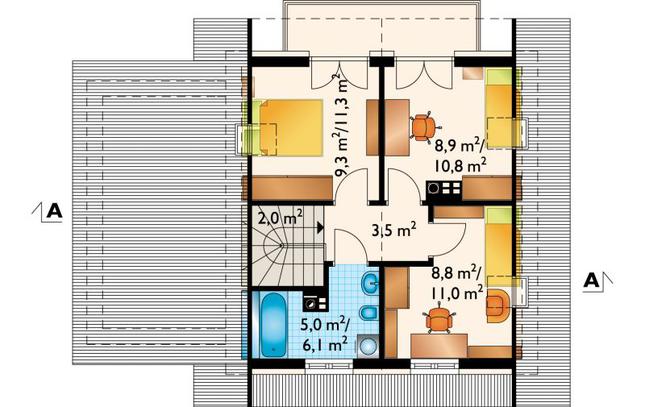 Rzut poddasza POW. 45,1 m²