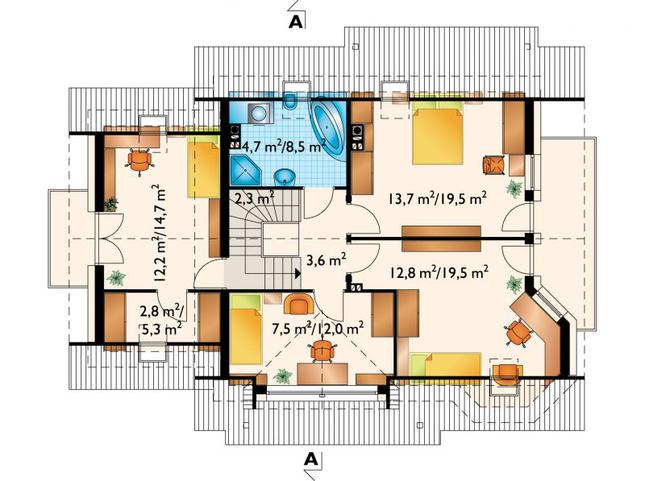 Rzut poddasza POW. 85,4 m²