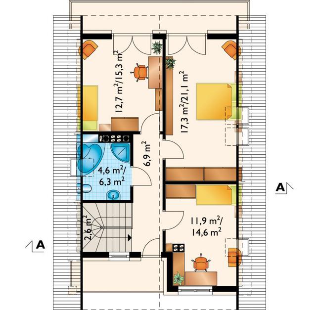 Rzut poddasza POW. 66,8 m²