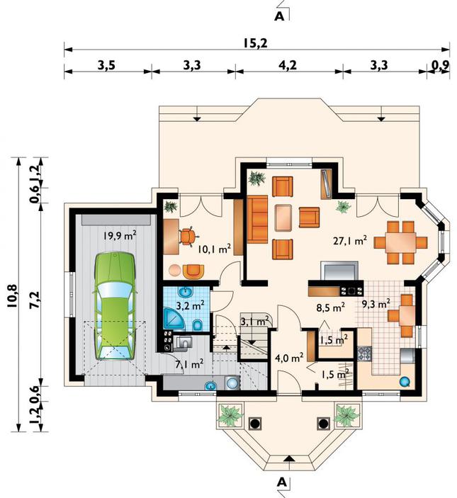 Rzut parteru POW. 95,4 m²