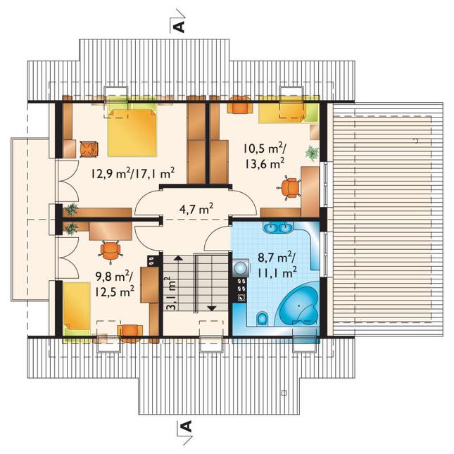 Rzut poddasza POW. 62,1 m²