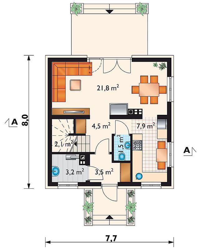 Rzut parteru POW. 44,5 m²