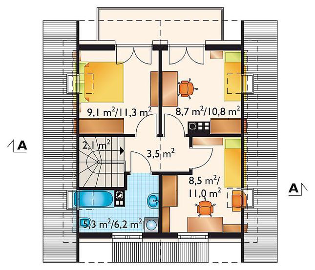 Rzut poddasza POW. 44,9 m²