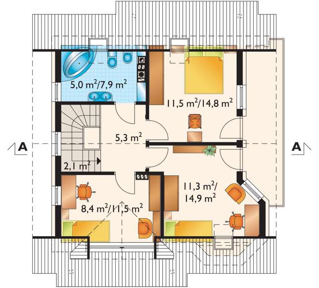 Rzut poddasza POW. 56,5 m²