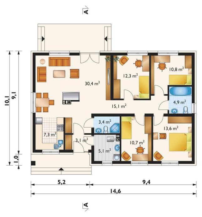 Rzut parteru POW. 116,7 m²
