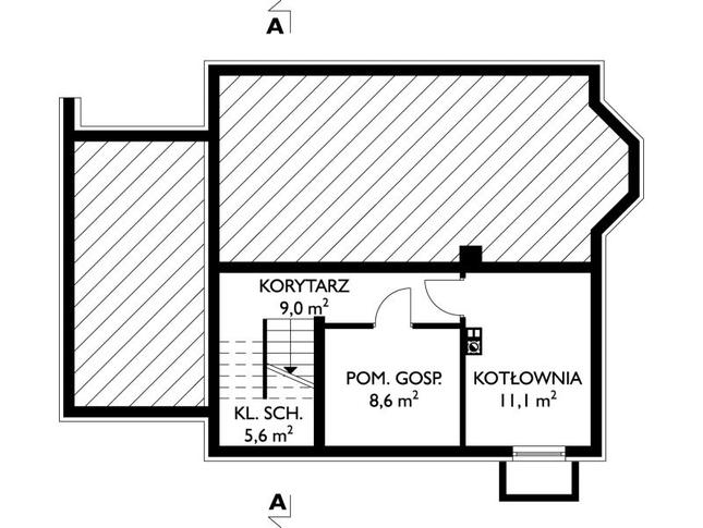 Rzut piwnicy POW. 34,3 m²