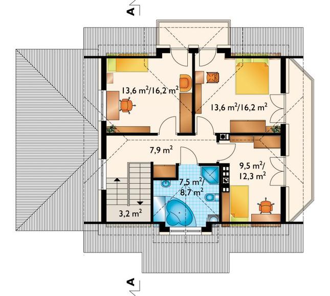 Rzut poddasza POW. 64,5 m²