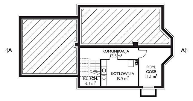Rzut piwnicy POW. 41,6 m²