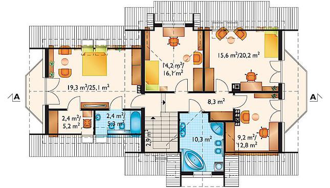 Rzut poddasza POW. 106,2 m²