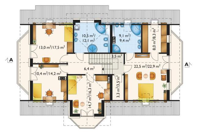 Rzut poddasza POW. 114,1 m²