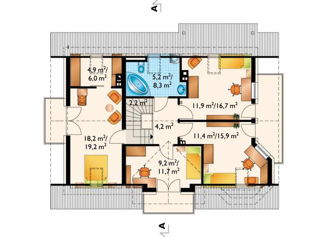 Rzut poddasza POW. 84,2 m²