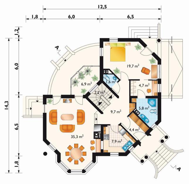 Rzut parteru POW. 98,2 m²