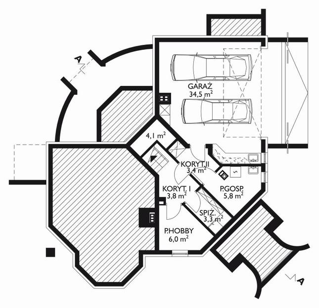 Rzut piwnicy POW. 60,9 m²