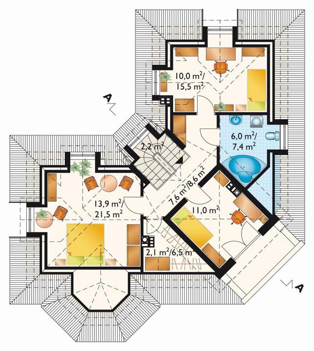 Rzut poddasza POW. 72,7 m²
