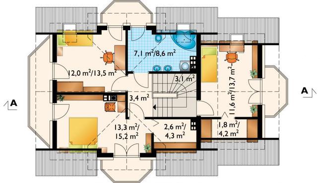 Rzut poddasza lustro POW. 66,0 m²