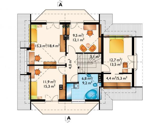 Rzut poddasza POW. 80,9 m²