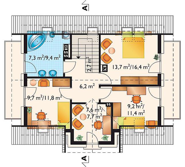 Rzut poddasza POW. 65,6 m²