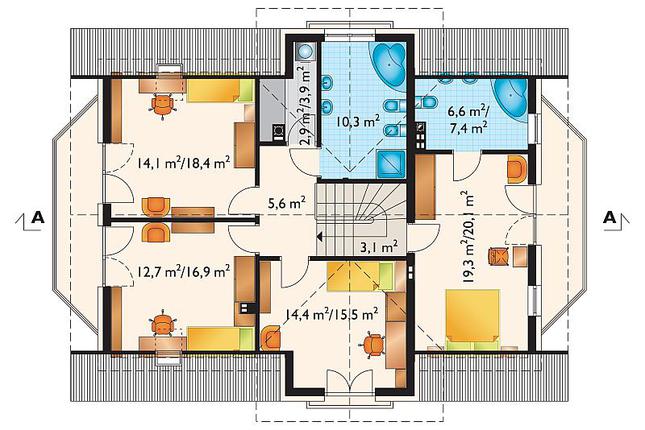 Rzut poddasza POW. 101,2 m²