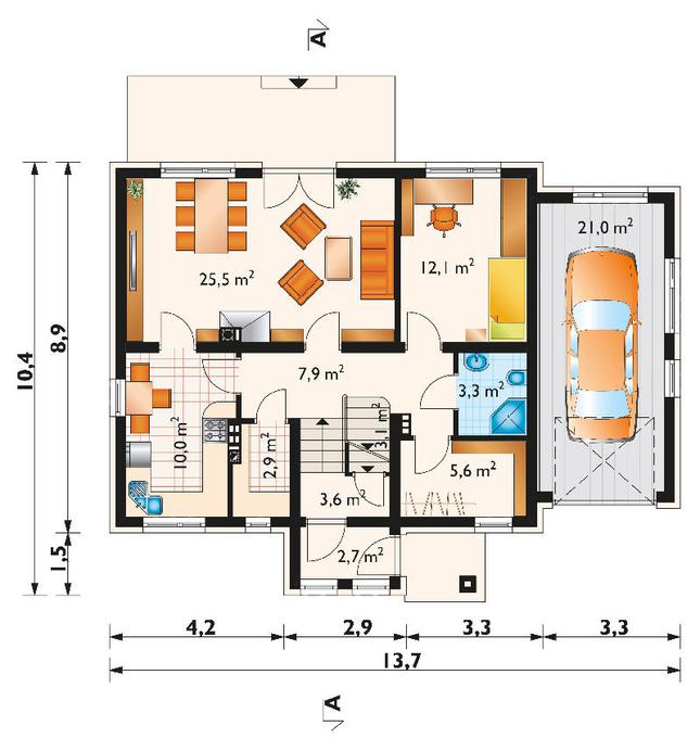 Rzut parteru POW. 97,8 m²