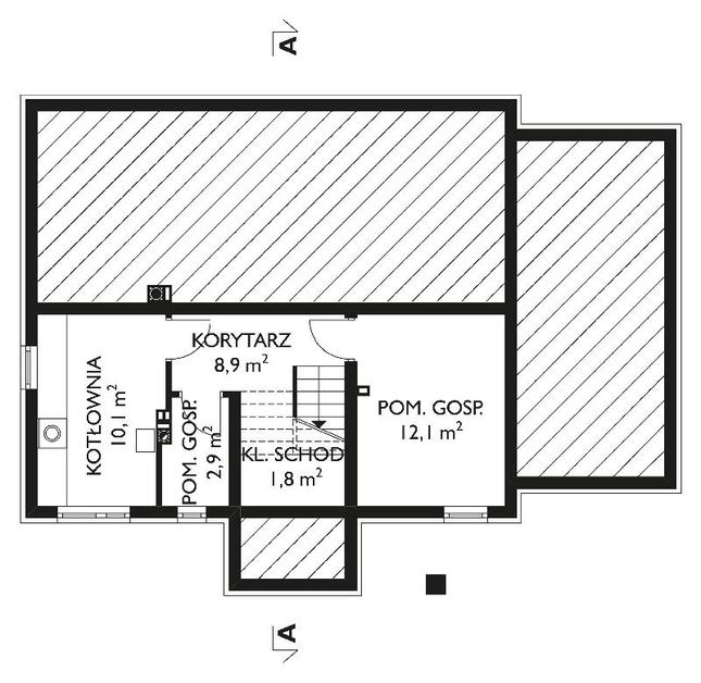 Rzut piwnicy POW. 35,2 m²
