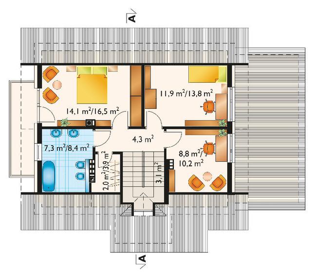 Rzut poddasza POW. 59,6 m²