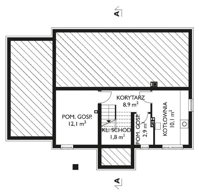 Rzut piwnicy lustro POW. 35,2 m²