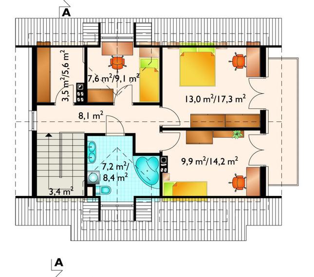 Rzut poddasza POW. 66,1 m²