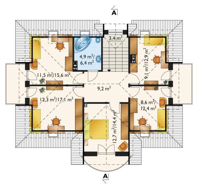 Rzut poddasza POW. 91,4 m²